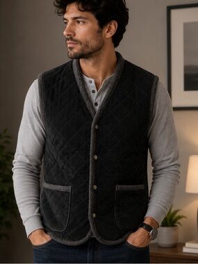 Quilted Leather Front Vest